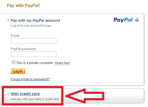 Hinweise für Bezahlung mit Kreditkarte
